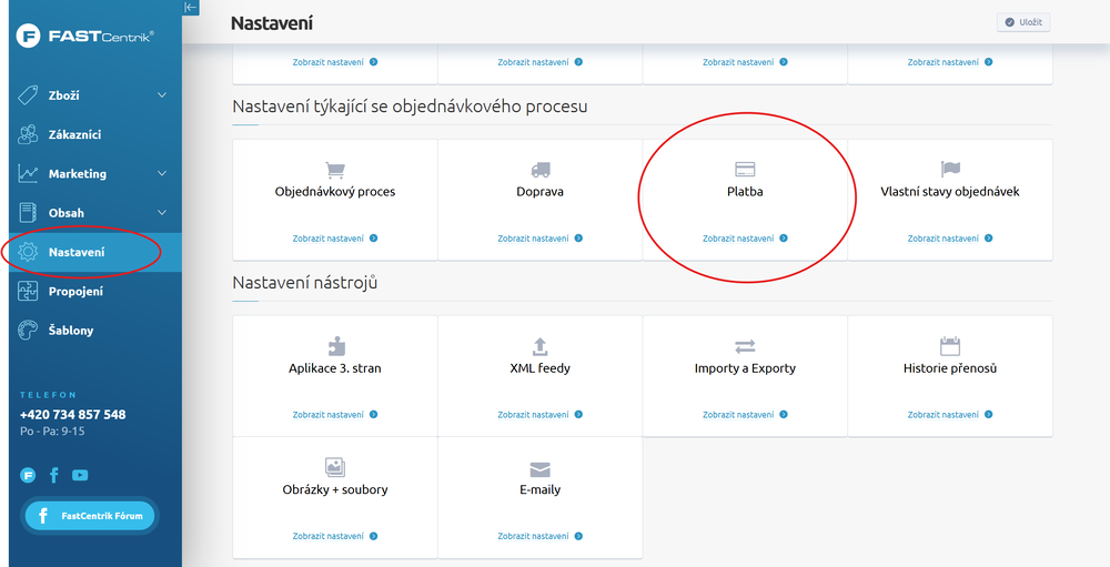Krok 1: V části „Nastavení“ klikněte na nabídku „Platby“.