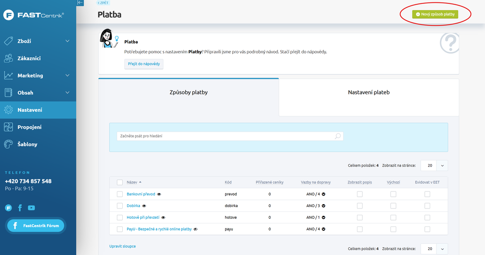Krok 2: Začněte přidávat nový způsob platby.